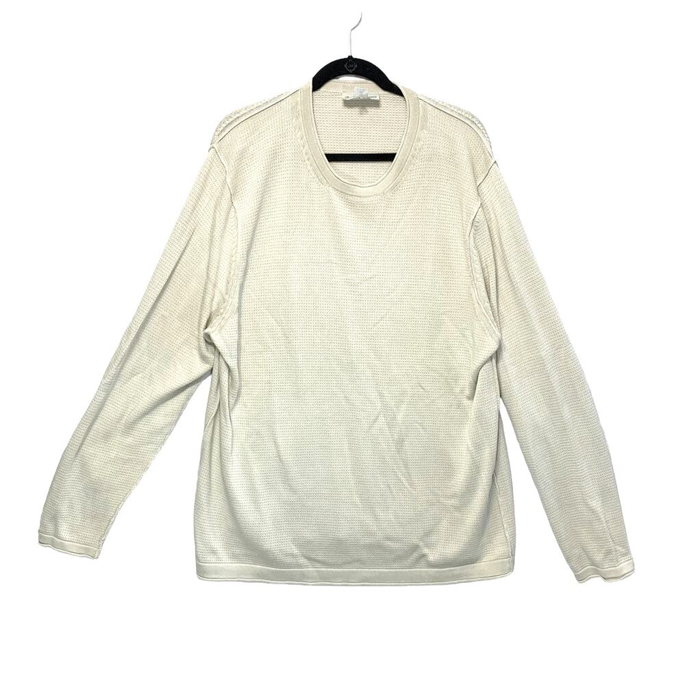Tommy Bahama Reversible Waffle Knit Long Sleeve Sweater Mens XL Beige Minimalist